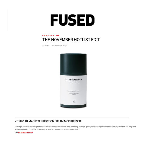 FUSED Magazine featuring Vitruvian Man Skincare